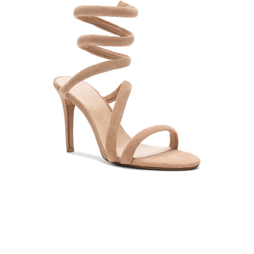 4” RAYE Odette Revolve tan suede wrap ankle heel! NWT